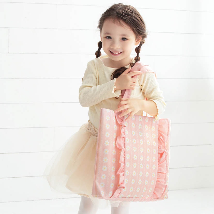 レッスンバッグ/フラワーレース/シェルピンク