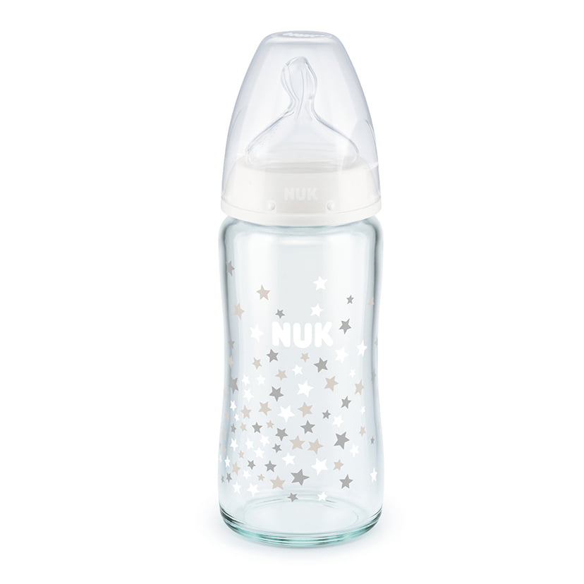 プレミアムチョイスほ乳びん(ガラス製)240ml/スターズ白