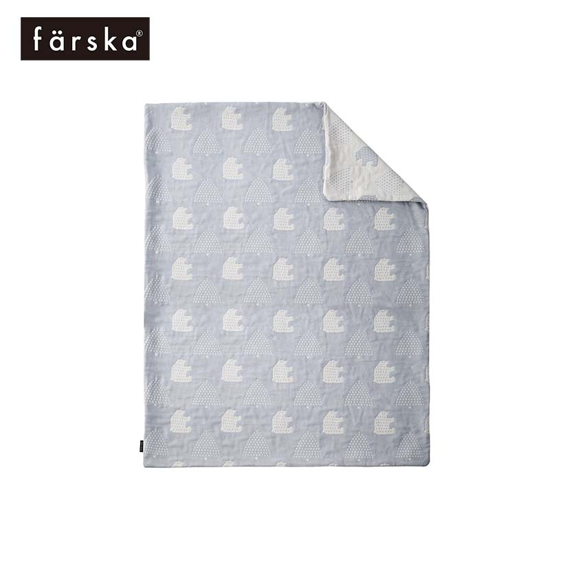 3重ガーゼ2way掛けふとんカバー/トドラー/モリノクマスカイグレー