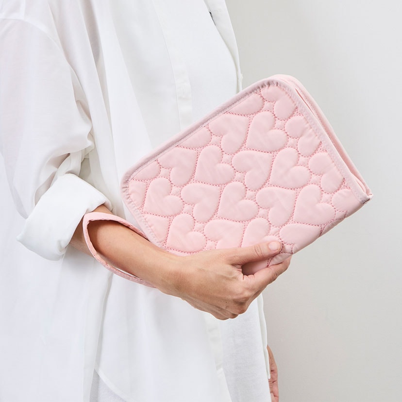 母子手帳ケース/ハートキルト/ピンク