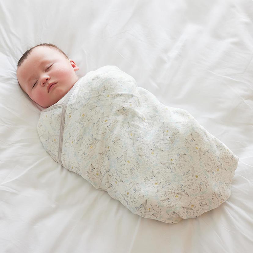 ガーゼおくるみ/スワン/グレー