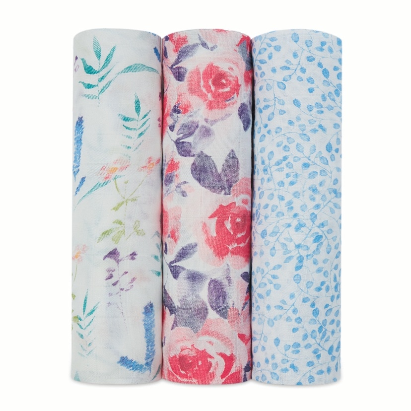 スワドル/ウォーターカラーガーデン/シルキーソフト/3枚