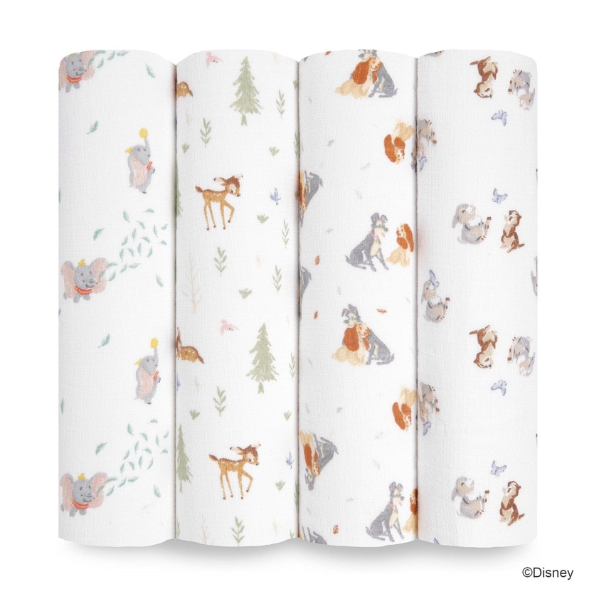 スワドル/ディズニー+フレンズ(ダンボ・バンビ・わんわん物語)/4枚